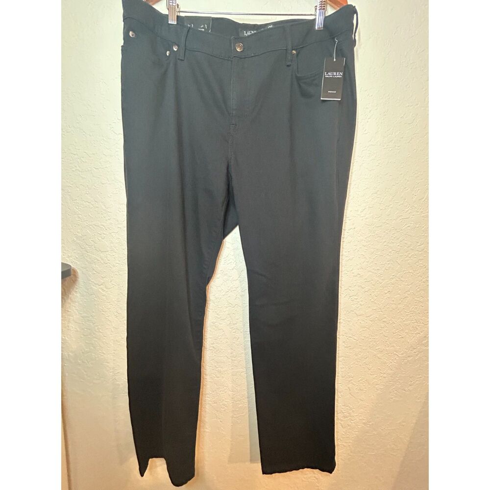 NWT Lauren Ralph Lauren Black Straight Leg Jeans 18W x 32 Plus MSRP $125